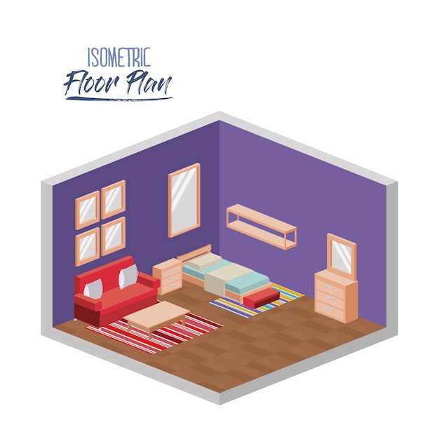 Isometric floor plan of bedroom 