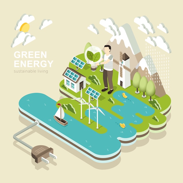   isometric  of green energy