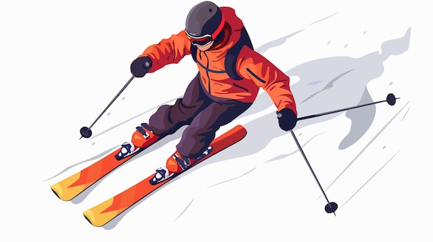 Isometric Hand Drawn Skiing Icon Left Top View 3D Illustration