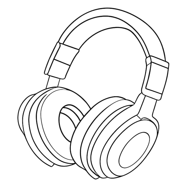 isometric headphones vector illustration line art