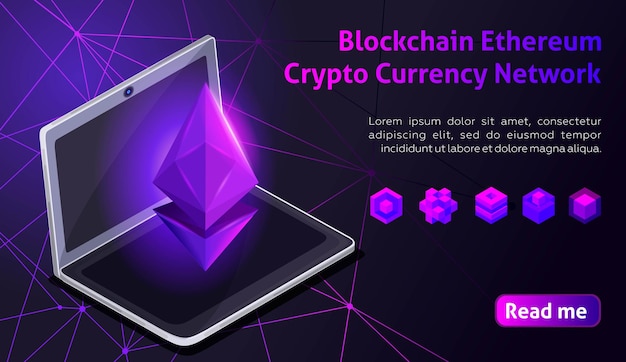 Vector isometric holographic geometric icon blockchain cryptocurrency network