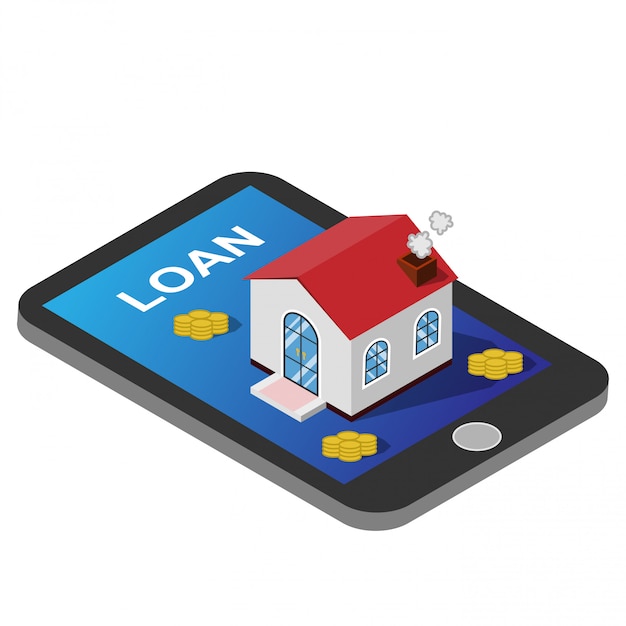 Isometric Home loan and real estate with Property Business concept