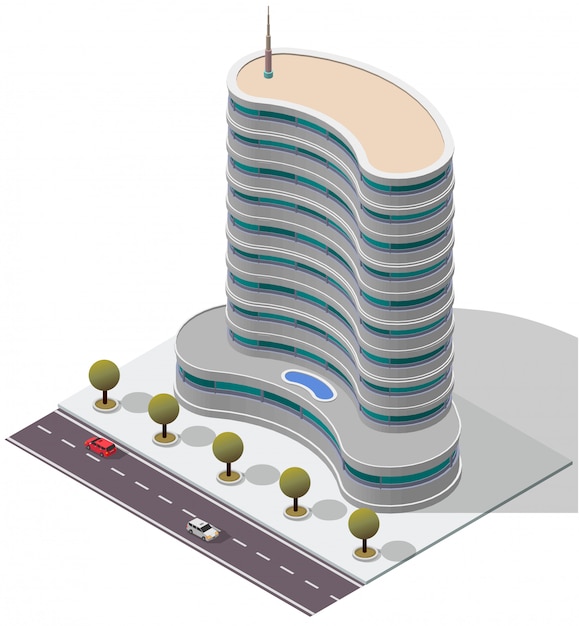  Isometric Hotel Apartment Building