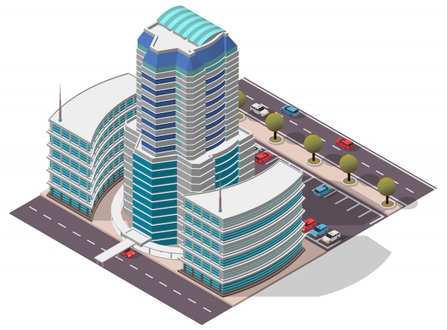  Isometric Hotel Apartment Building