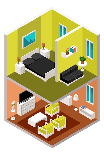  isometric house in a section