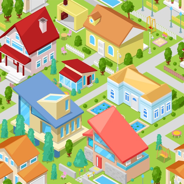 isometric housing architecture or residential home illustration