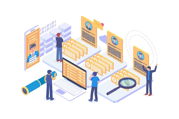 Isometric human resource recruitment concept