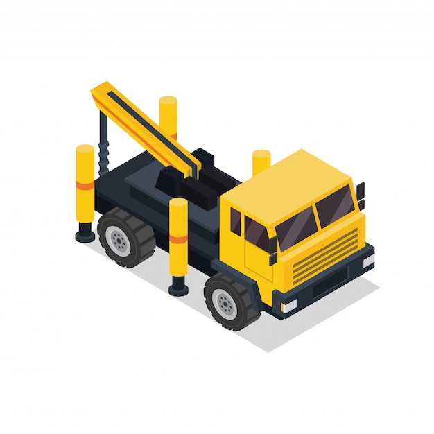 Isometric Hydraulic Crane Truck Construction Vehicle