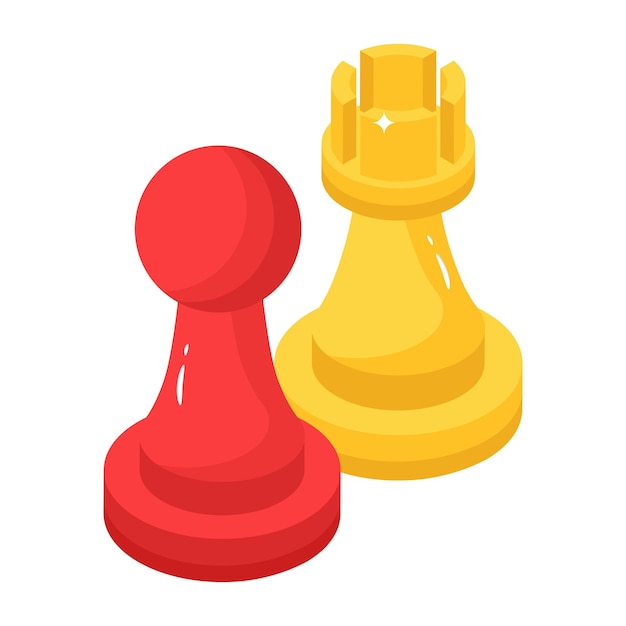 An isometric icon of chess piece designed in vector format