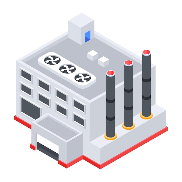 Isometric icon of factory pollution