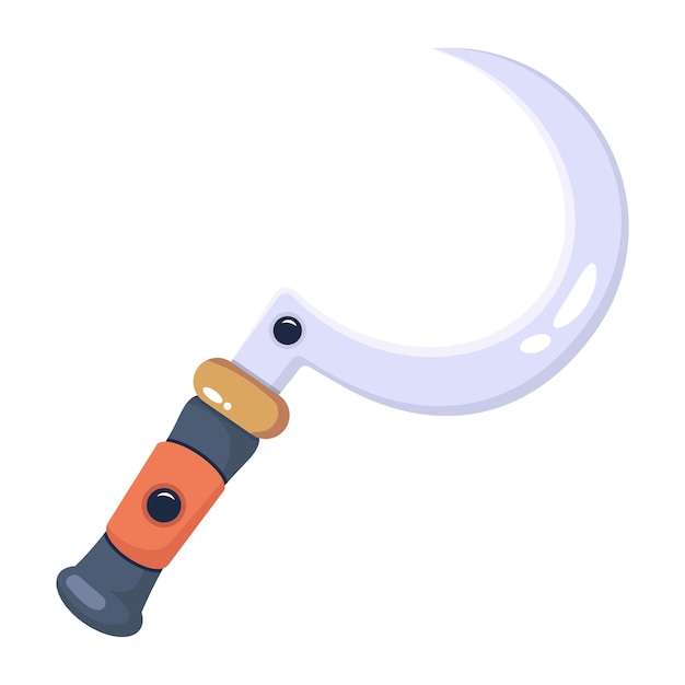 An isometric icon of sickle in vector design farming tool