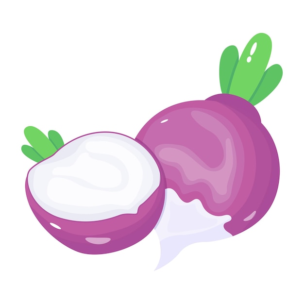 An isometric icon of turnip root vegetable