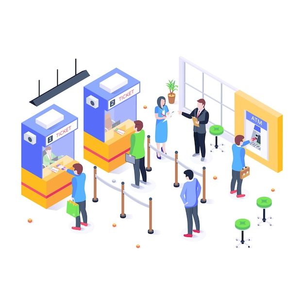 Isometric illustration of gadget shop electronic devices in a shop