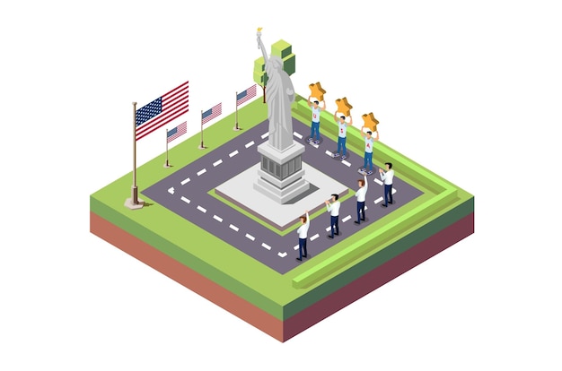 Vector isometric illustration of independence day ceremony