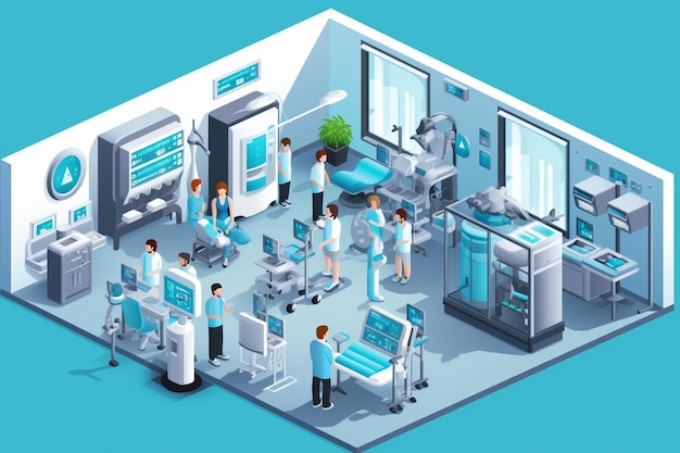 Isometric Illustration of Medical Laboratory