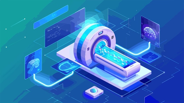 Vector isometric illustration of an mri machine