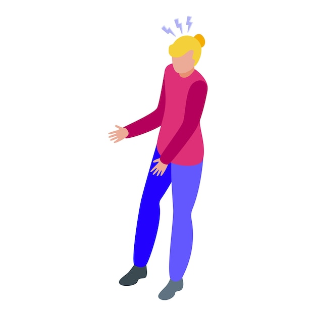 Isometric illustration of a person with knee pain