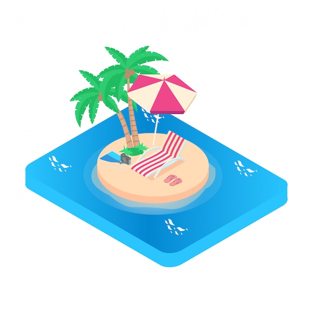 Isometric illustration Vacation icon. Turquoise sea