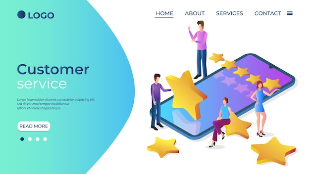 Isometric image of the customer service processAssessment of the business activity rating