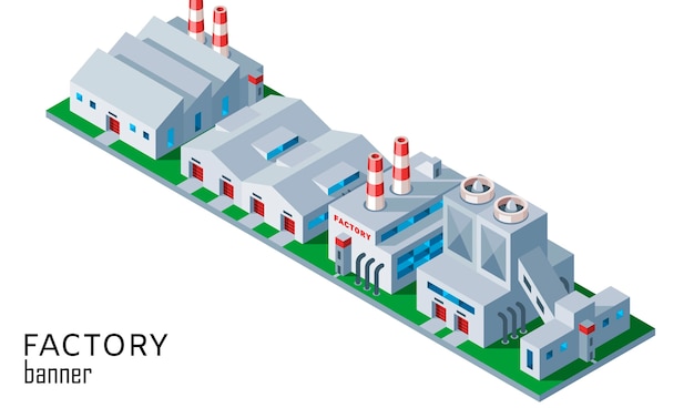 isometric Industrial factory and warehouse building