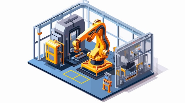 Vector isometric industrial machinery icon for technical designs and industrial concepts