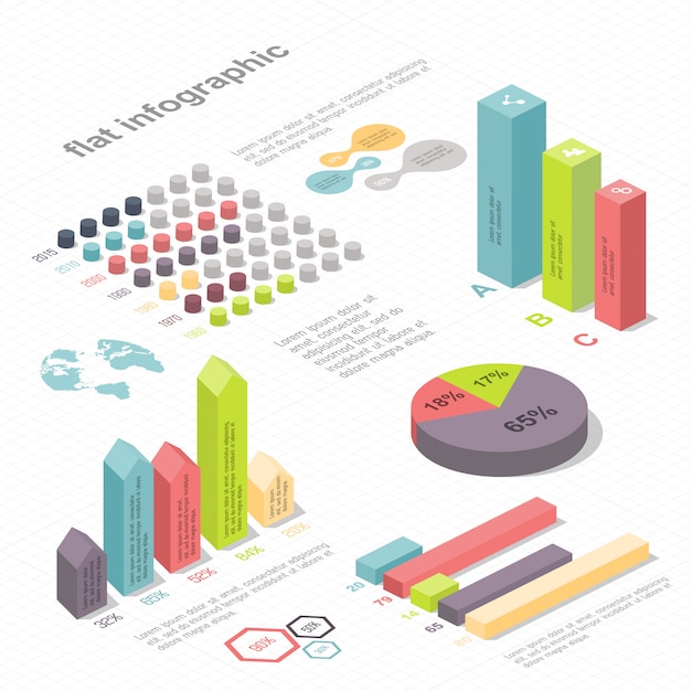 isometric infographic element collection