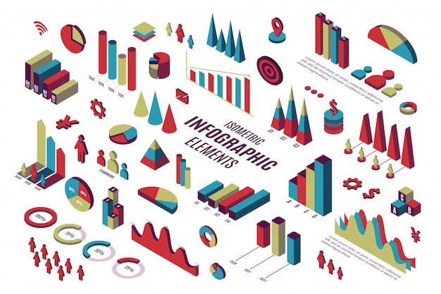 Vector isometric infographic elements