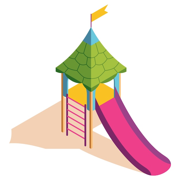 Isometric kids playground item Isolated icon of play equipment for children Sports equipment element Vector illustration