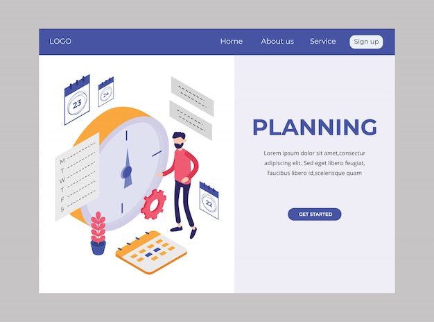 Isometric Landing page showing Planning