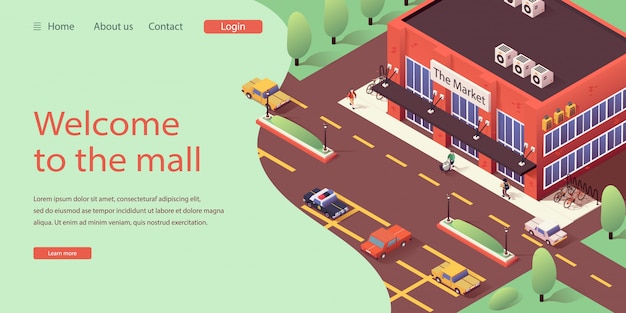 Isometric Landing Website Online Shopping Mall