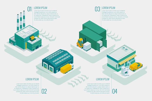 Isometric Logistics and Delivery Delivery of goods from the manufacturer to the store