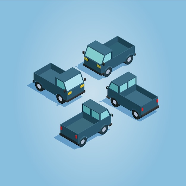 Isometric Low-poly Mini Truck