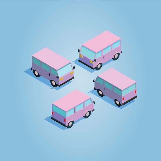 Isometric Low-poly Van