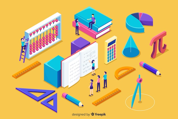 Isometric math concept background