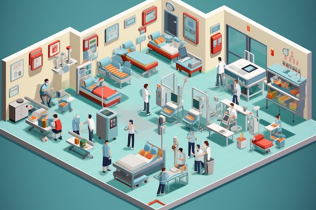 Isometric Medical Hospital Set Vector