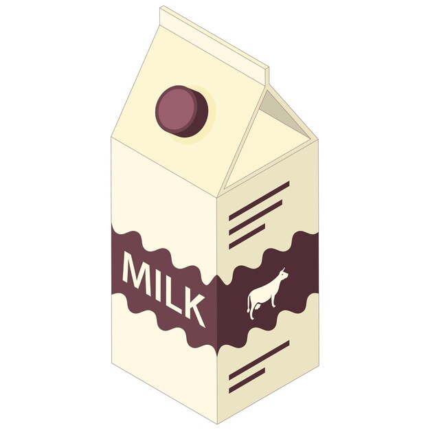 Isometric Milk Carton with Cow Label