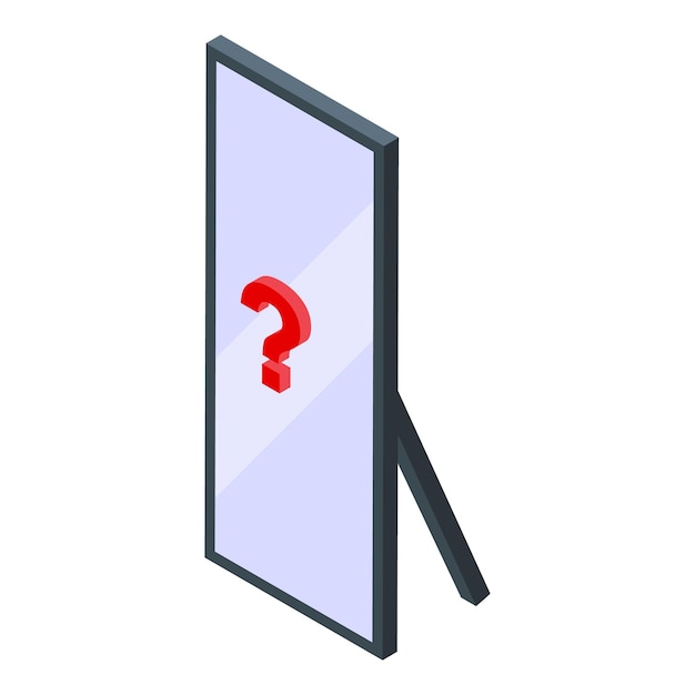 Isometric mirror with question mark concept