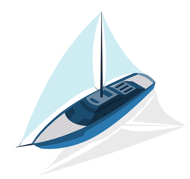 isometric modern ship. yacht with large sails. vector isometric icon or infographic element