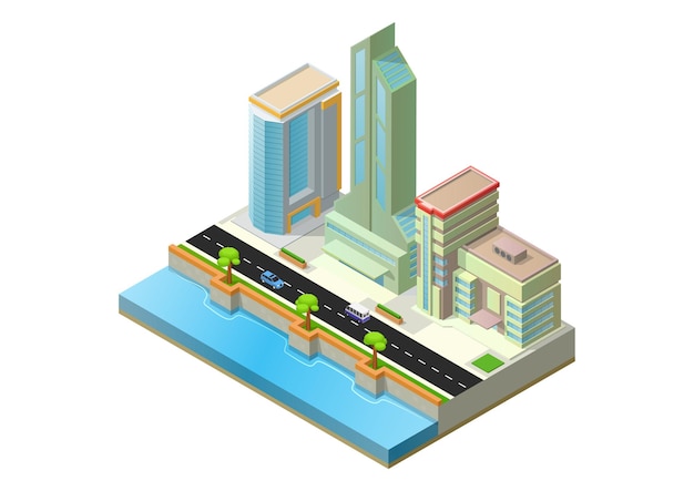 Isometric modern skyscraper building