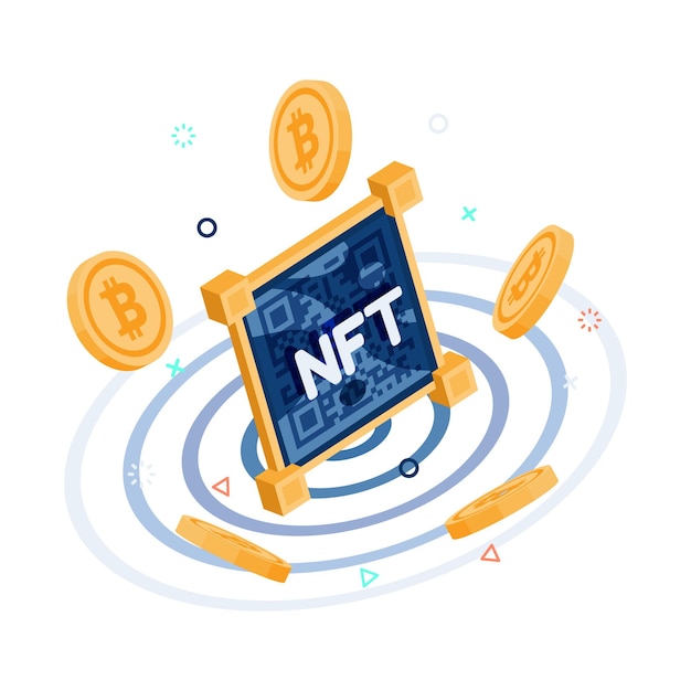 Isometric NFT Art Surrounded by Cryptocurrency