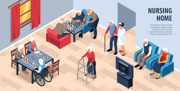 Isometric nursing home illustration