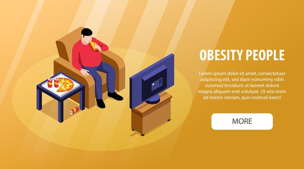 Isometric obesity horizontal banner