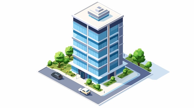 Isometric Office Building Vector Illustration for Modern Architectural Designs