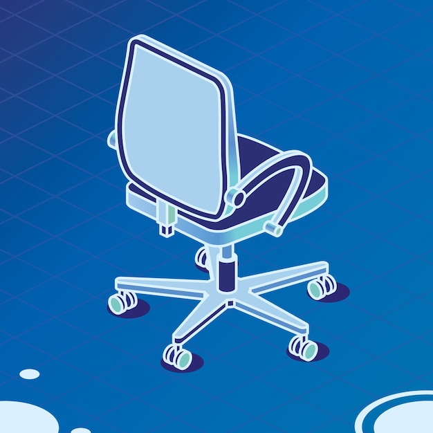 Isometric Office Chair on Wheels Desk Chair Icon Furniture for Interior