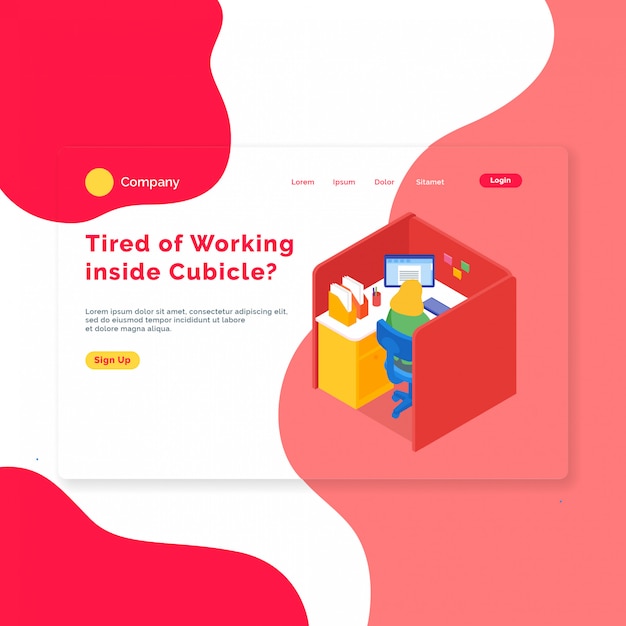 Isometric Office Landing Page Template