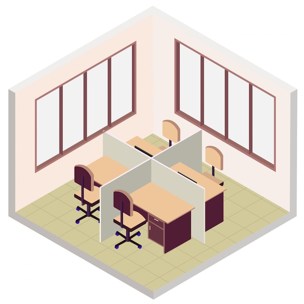 Isometric office room icon