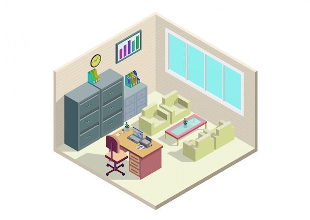 Isometric office room.