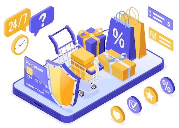 Isometric Online Internet Shopping