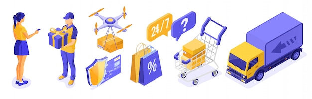 Isometric Online Shopping Delivery