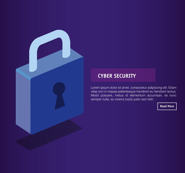 isometric padlock cyber security vector illustration design